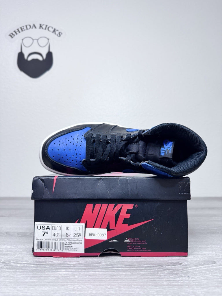 Size 7.5 - Nike Air Jordan 1 High OG Royal Blue Retro Men’s 555088-007 Preowned