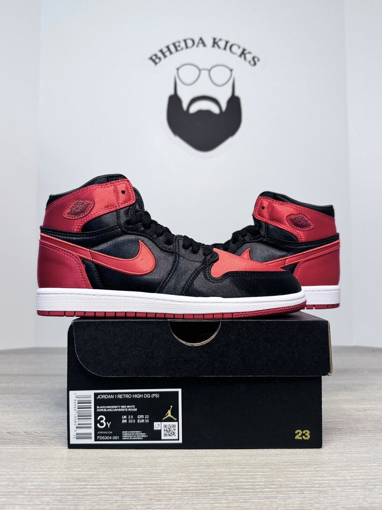 Size 3Y - Nike Air Jordan 1 High OG Satin Bred PS PreSchool FD5304-061 NEW DS