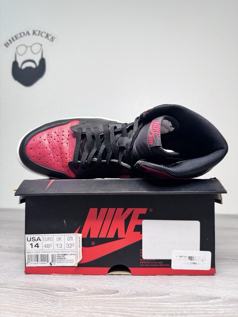 Size 14 - Nike Air Jordan 1 Retro OG High Banned Bred 555088-001 2016 Preowned
