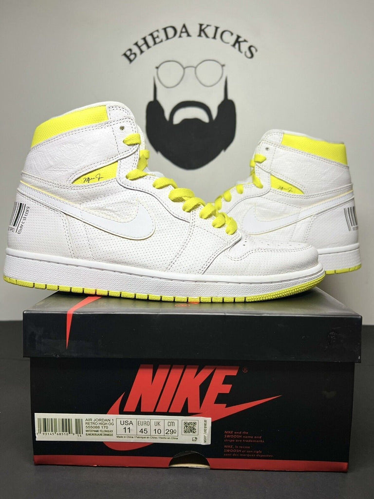 Air Jordan 1 Retro High OG First Class Flight 555088-170 White Yellow Men's 11