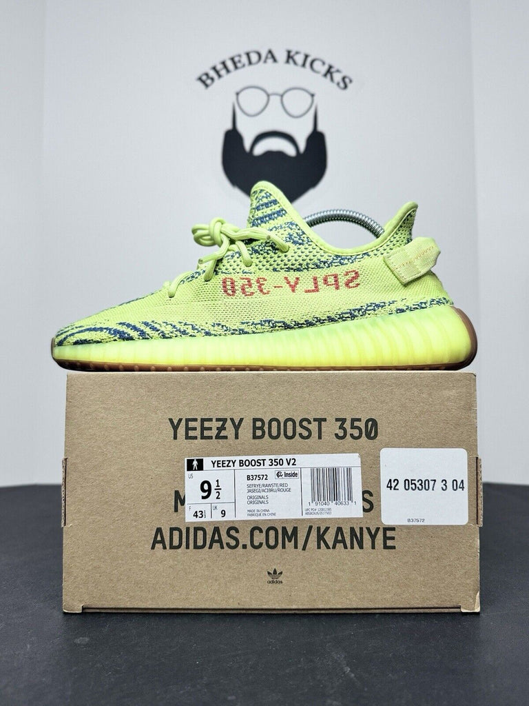 Adidas Yeezy Boost 350 V2 Semi Frozen Yellow Green B37572 Men’s Size 9.5