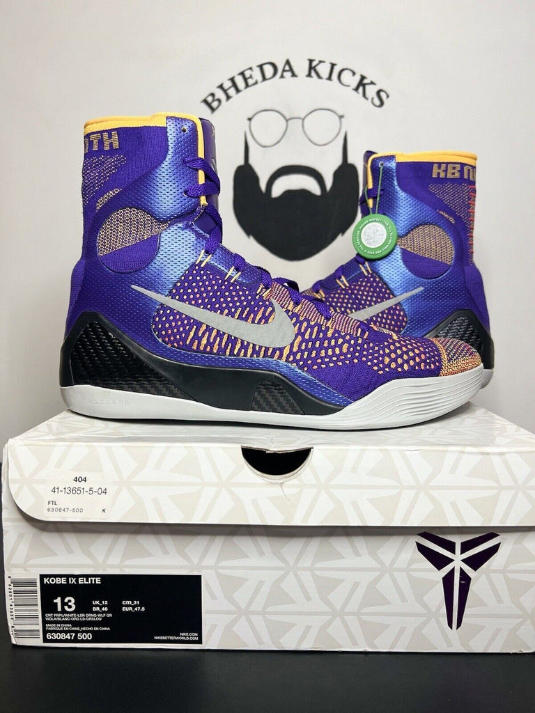 Nike Kobe 9 IX Elite Showtime Team Collection Lakers 630847-500 Size 13 NEW 2014