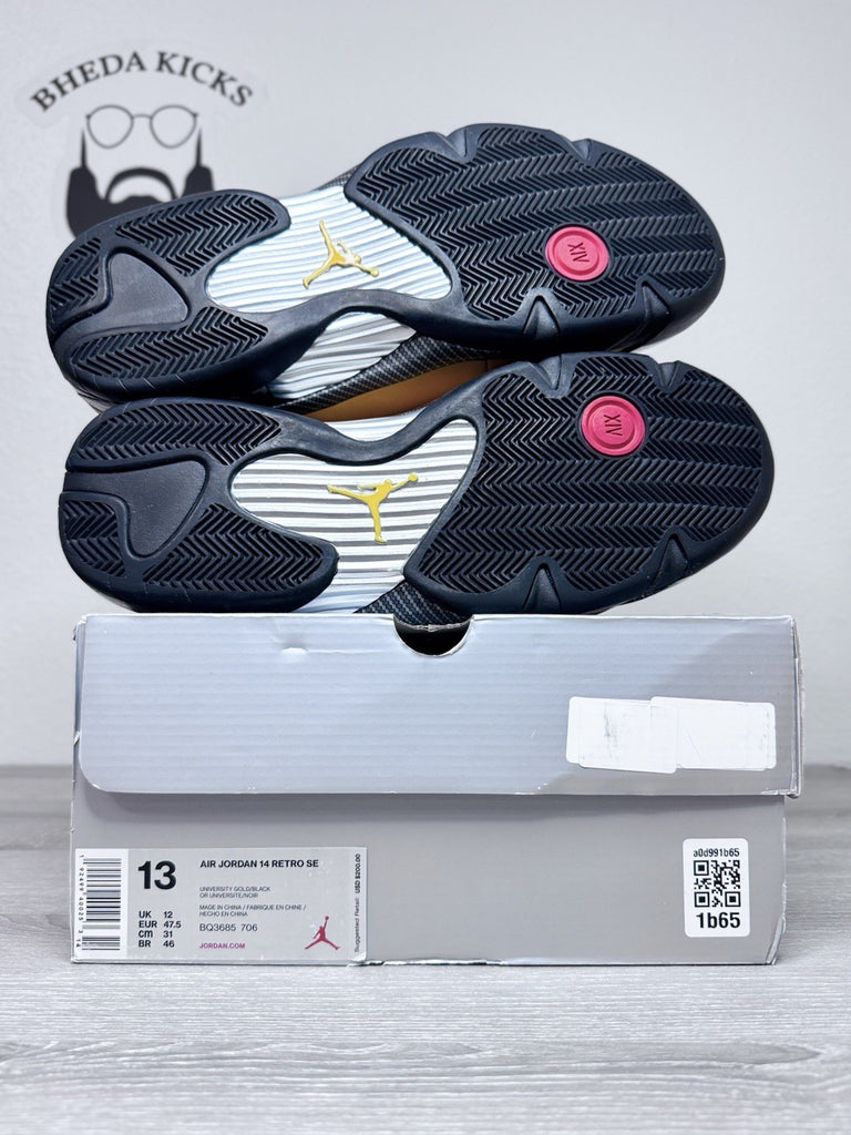 Size 13 - Jordan 14 XIV Retro Ferrari 'University Gold' 2019 BQ3685-706 Preowned