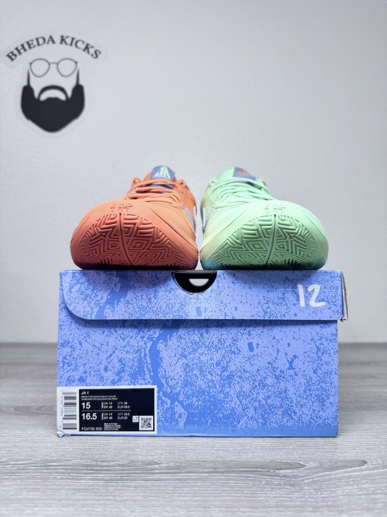 Size 15 - Nike Ja 1 Mismatched Bright Mandarin Orange Green FQ4796-800 Preowned