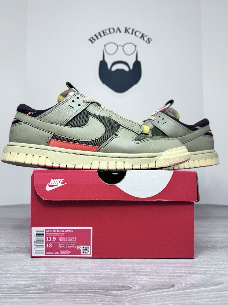 Size 11.5 - Nike Air Dunk Jumbo Medium Olive DV0821-200 Preowned Authentic