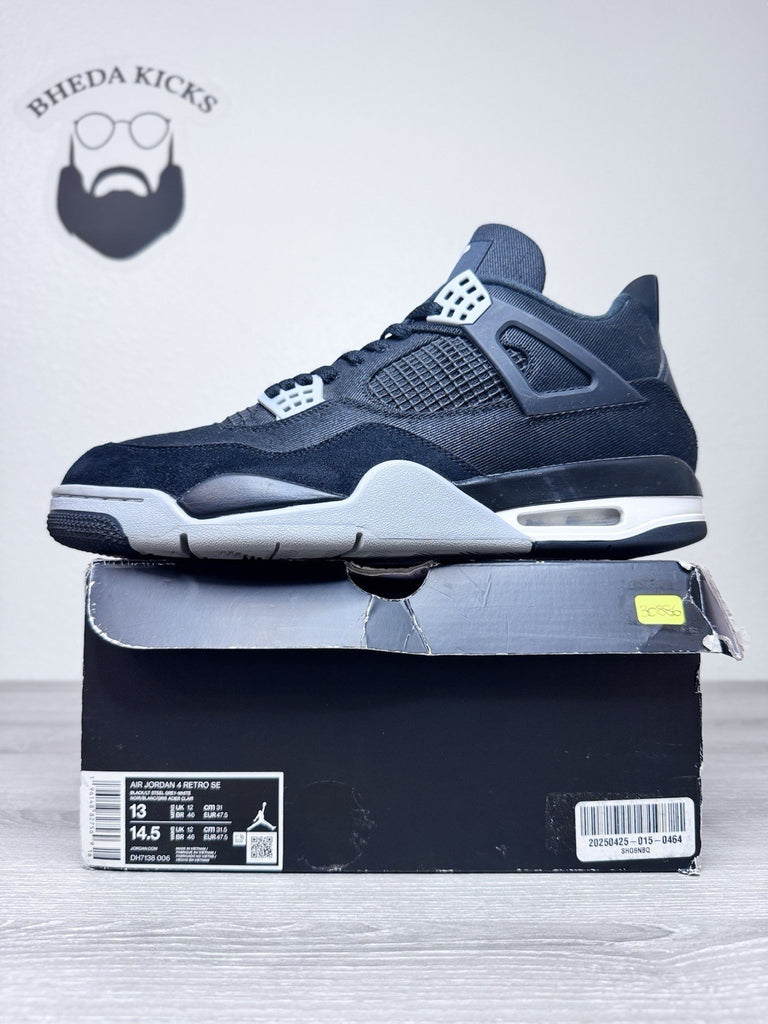 Size 13 - Nike Air Jordan 4 Retro SE Black Canvas 2022 Men's Shoes DH7138-006