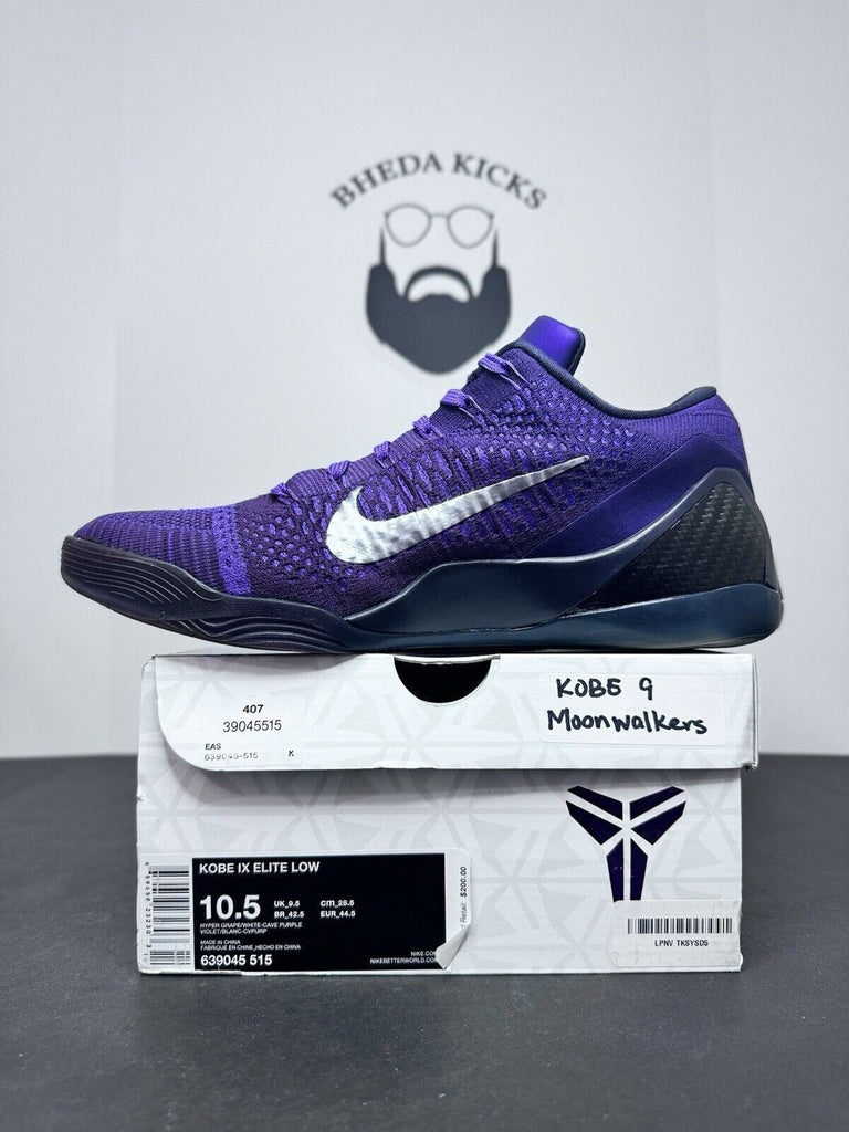 Nike Kobe 9 Elite Low Moonwalker Hyper Grape Black 639045-515 Men’s Size 10.5