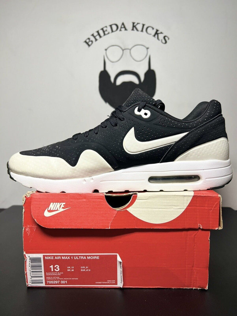 Nike Air Max 1 Ultra Moire Black White 2014 Running Shoes 705297-001 Size 13 Og