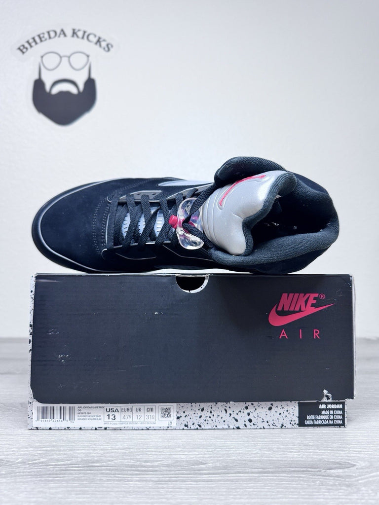 Size 13 - Air Jordan 5 Black Metallic Reimagined Sneakers HF3975-001 Preowned