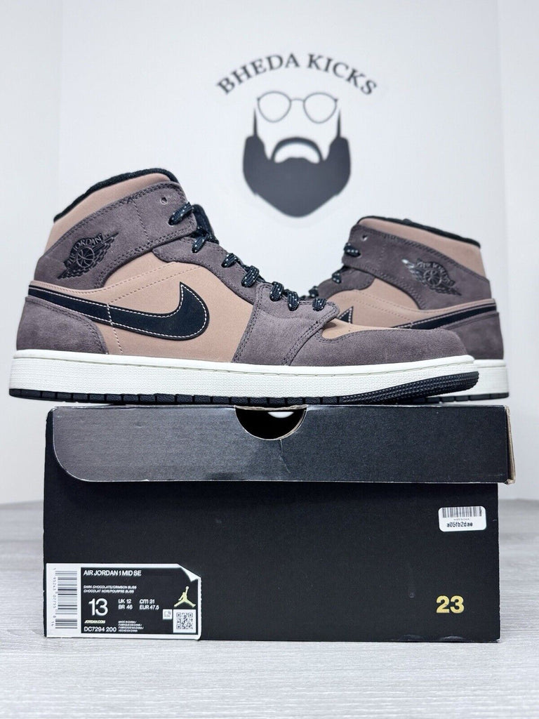 Size 13 - Air Jordan 1 Mid SE Dark Chocolate (DC7294-200) Preowned Og