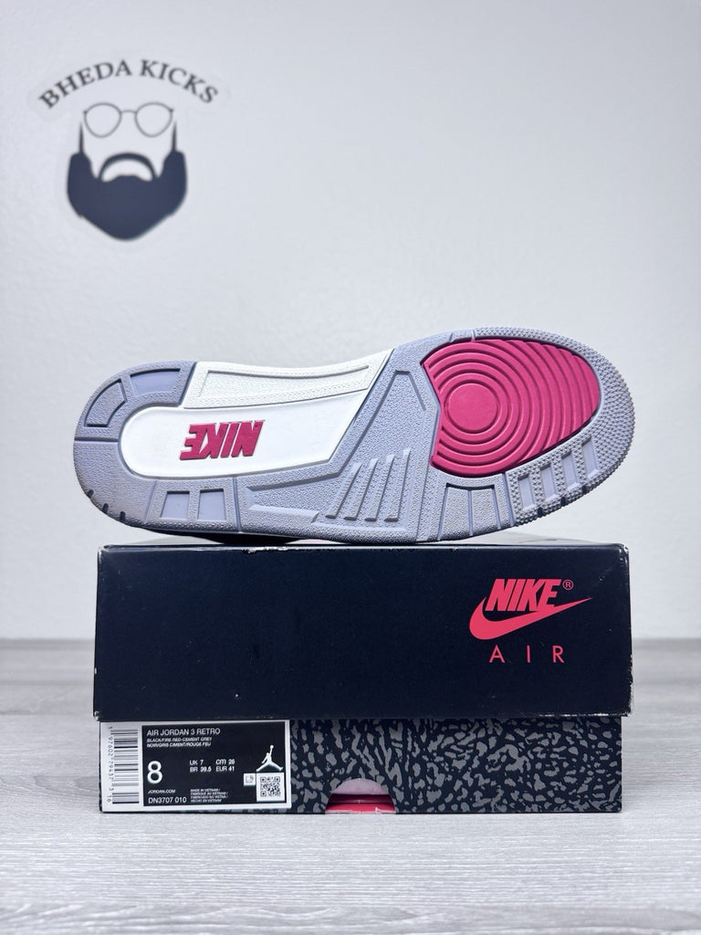 Size 8 - Air Jordan 3 Retro OG 2024 Black Cement DN3707-010 Preowned