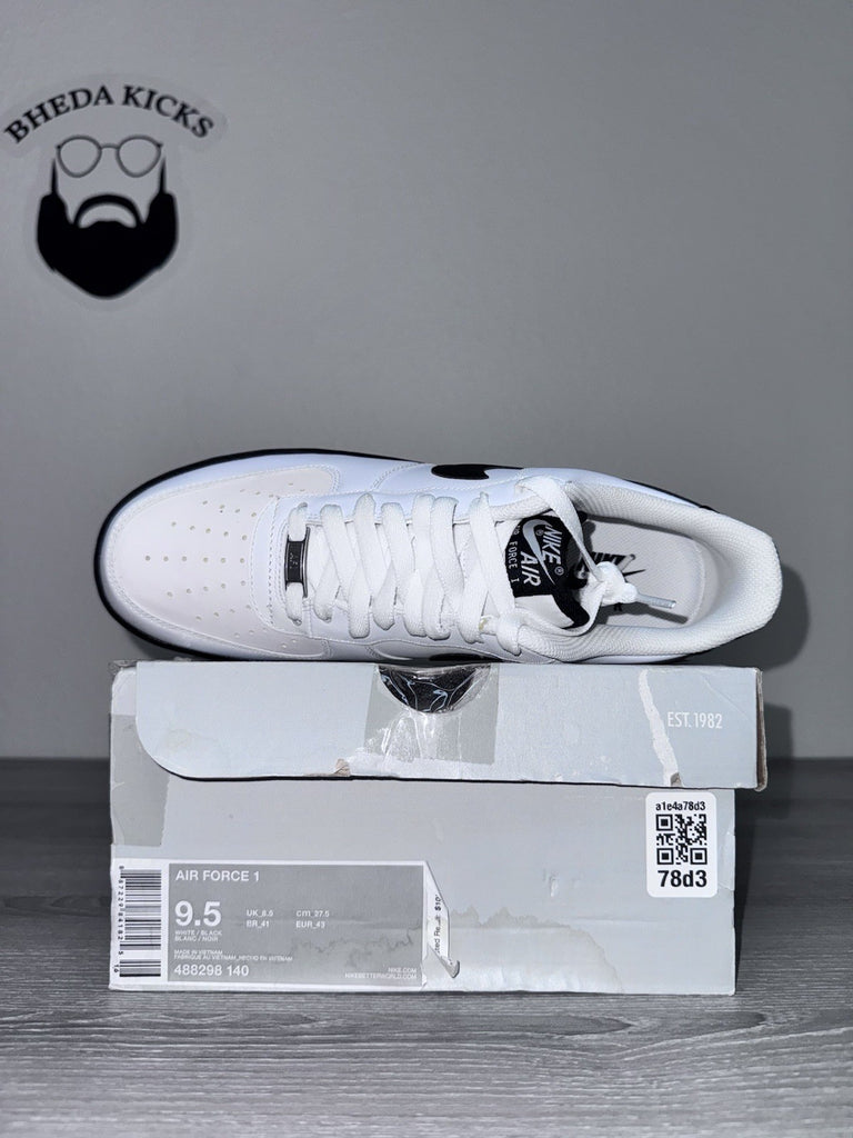 Size 9.5 - Nike Air Force 1 White Black Midsole 488298-140 Authentic NEW DS