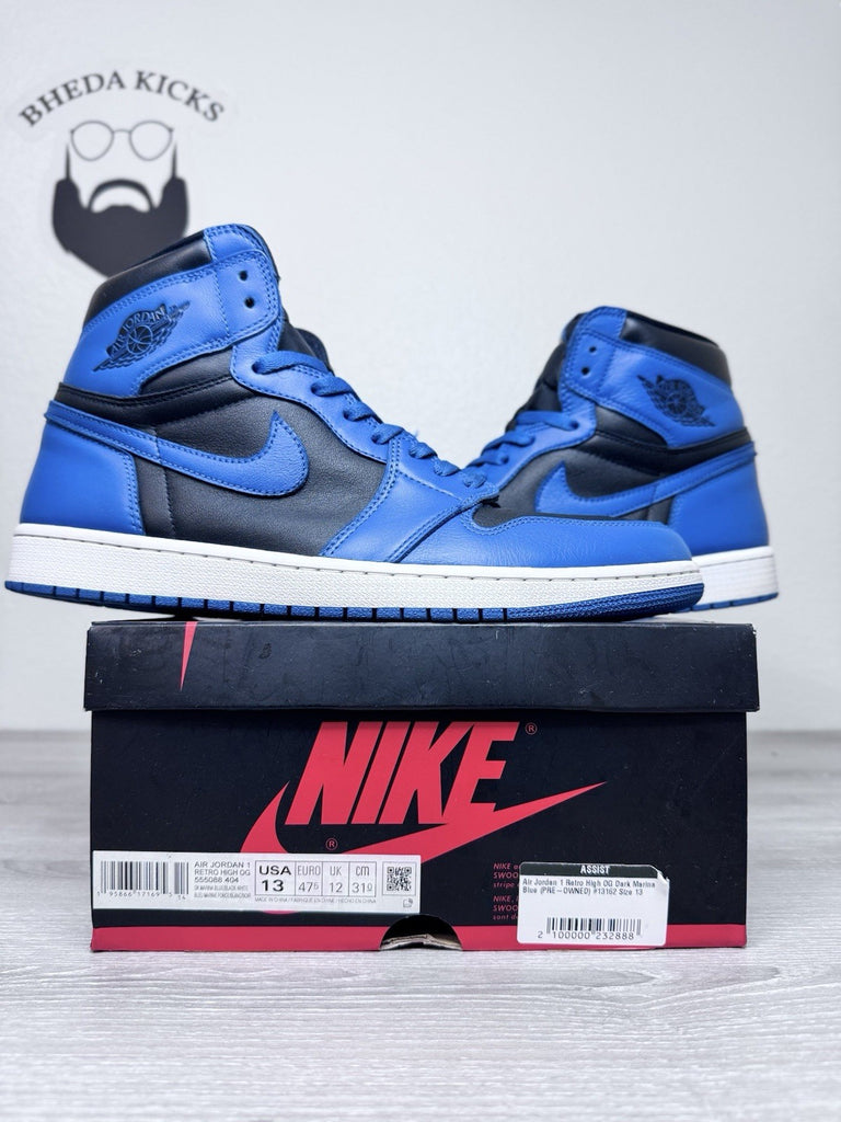 Size 13 - Nike Air Jordan 1 Retro OG High Dark Marina Blue Men's 555088-404