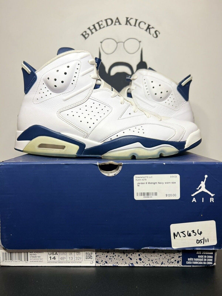 Mens Size 14 - Nike Air Jordan 6 Retro Midnight Navy 2022 CT8529-141 Og Preowned