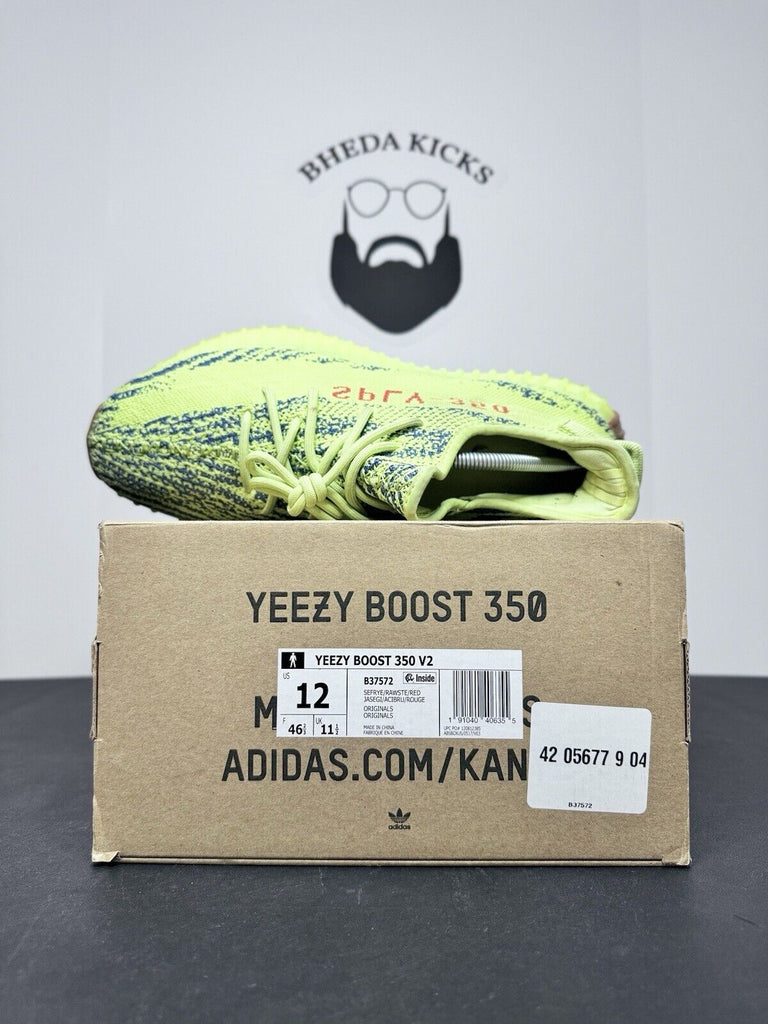 Adidas Yeezy Boost 350 V2 Semi Frozen Yellow Green B37572 Men’s Size 12