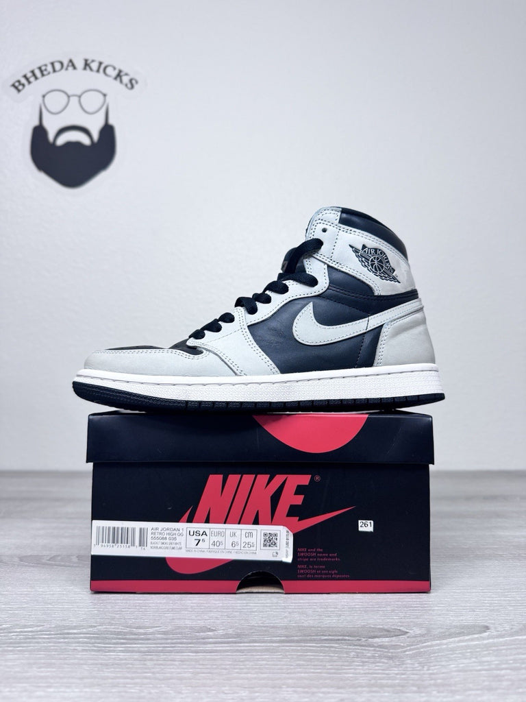Size 7.5 - Nike Air Jordan 1 Retro High Shadow 2.0 Grey Black 555088-035