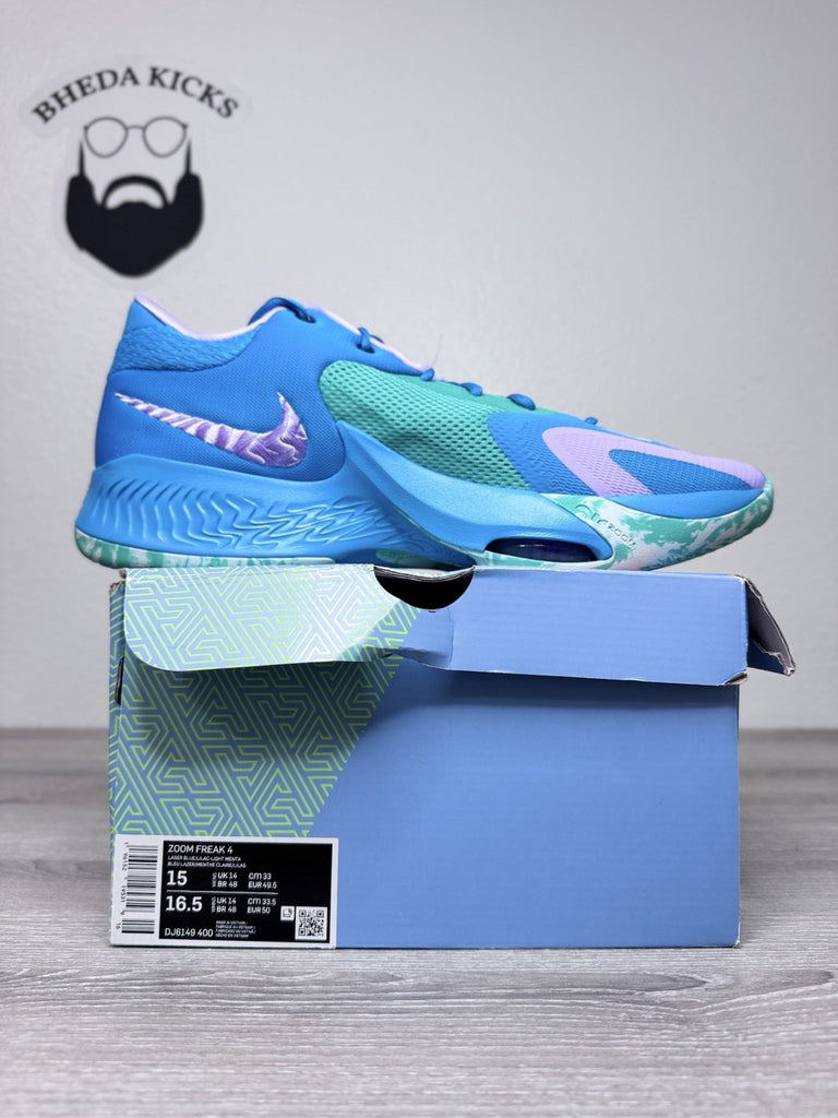 Size 15 - Nike Zoom Freak 4 Basketball Shoes Birthstone Blue DJ6149-400 NEW DS