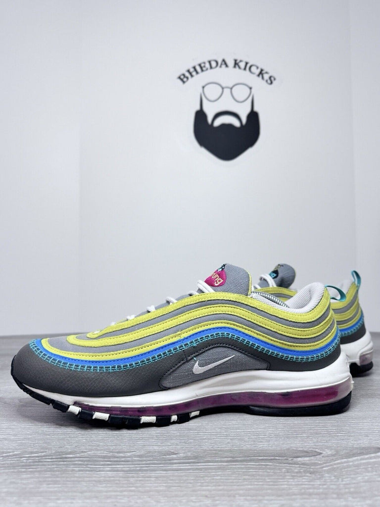 Size 13 - Nike Air Max 97 SE "Air Sprung" Iron Grey Celery DH4759-001 Preowned