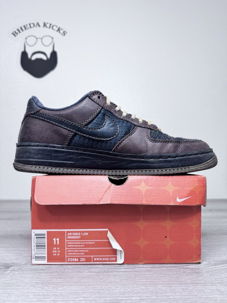 Size 11 - Nike Air Force 1 Low Insideout Brown 312486-201 Preowned Authentic