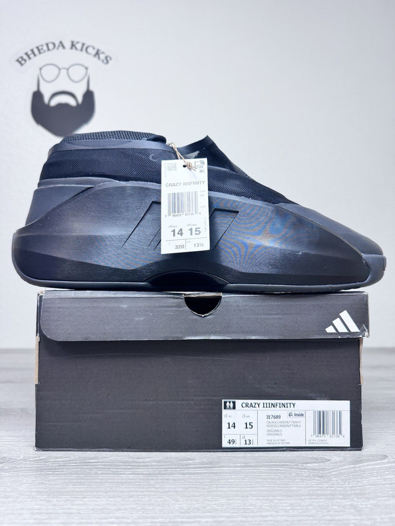 Size 14 - Adidas Crazy IIInFinity Triple Black Mens IE7689 NEW DS