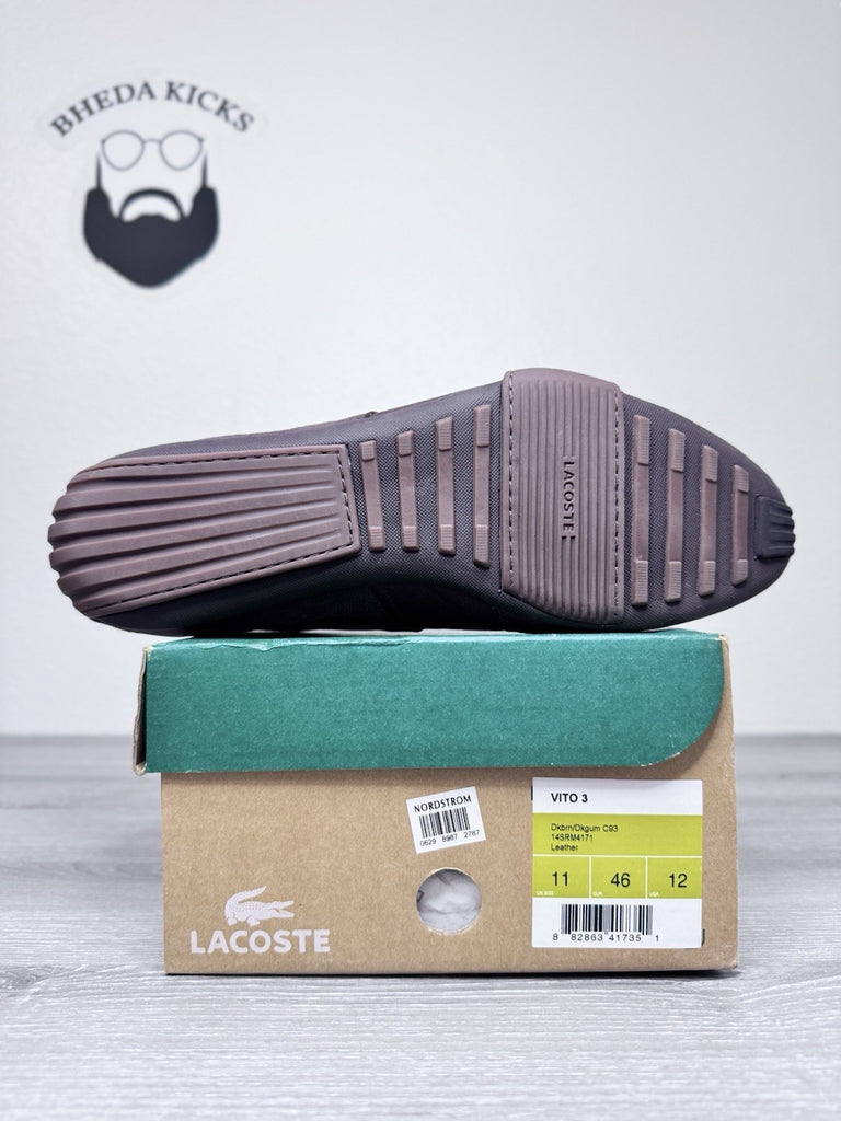 Size 12 - LACOSTE SPORT Strap VITO 3 C93 Brown Leather Loafer Shoes Sneakers