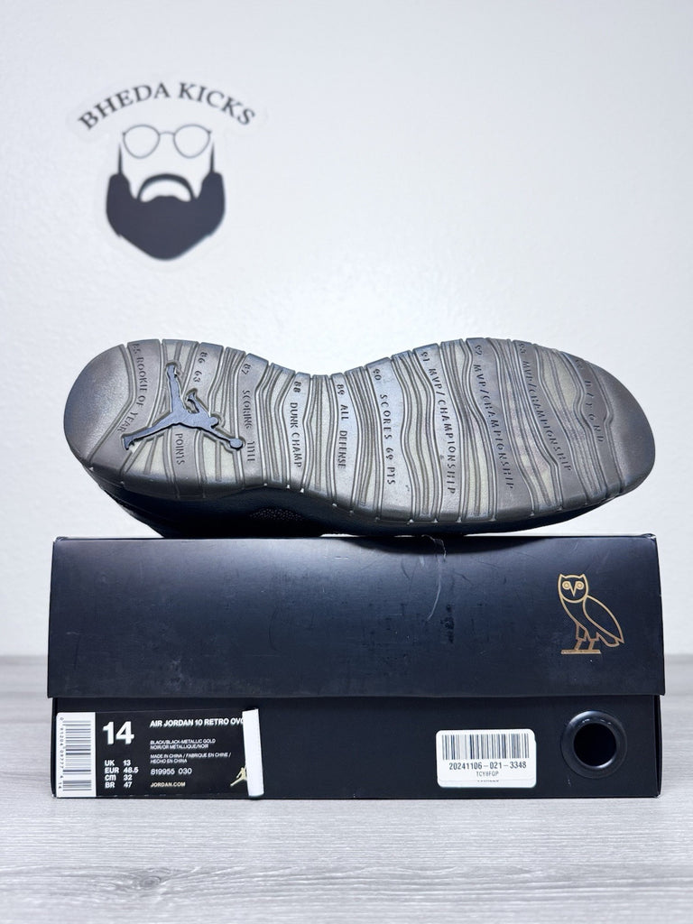 Size 14 - Nike Air Jordan 10 Retro X Drake Black OVO 819955-030 Preowned Men’s