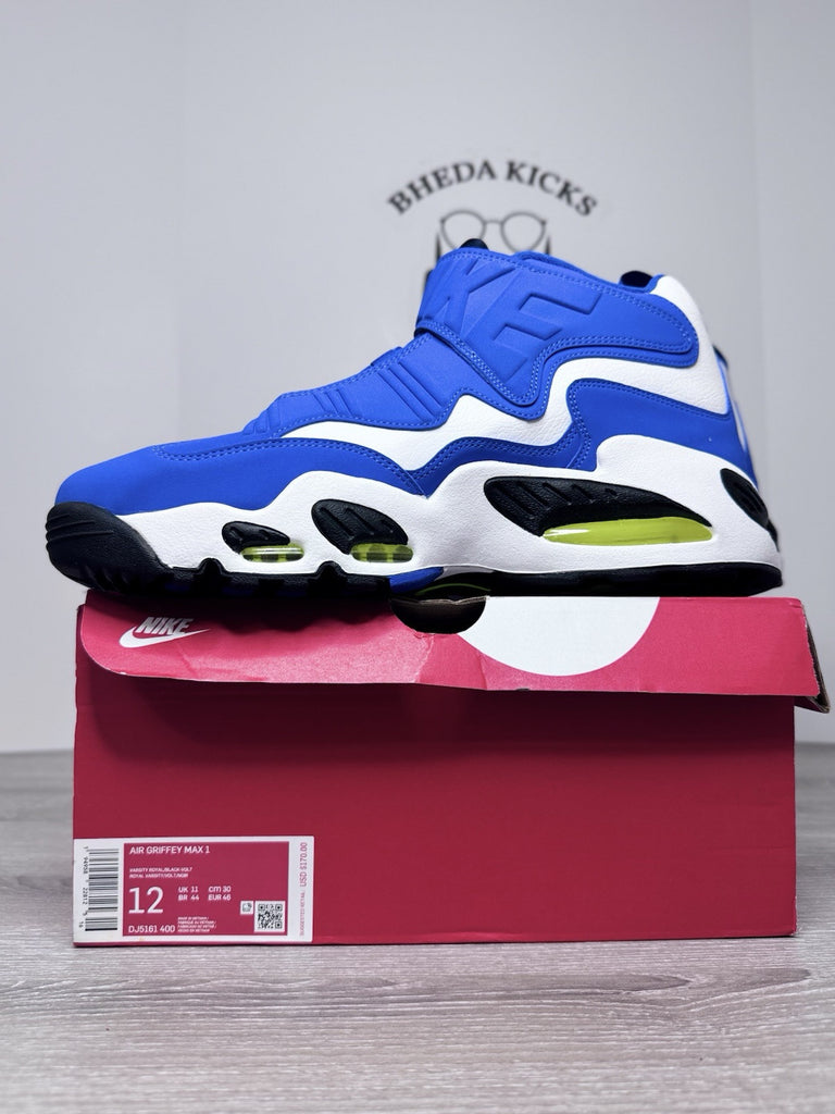 Size 12 - Nike Air Griffey Max 1 Varsity Royal Black Volt DJ5161-400 NEW DS