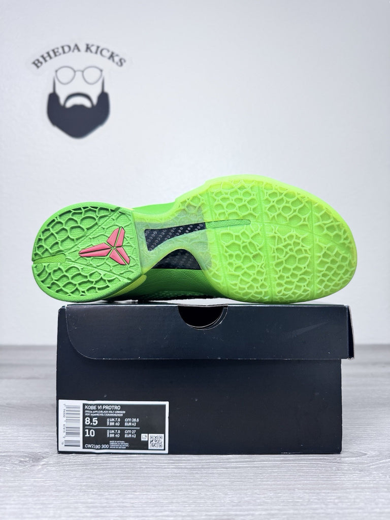 Size 8.5 - Nike Zoom Kobe 6 Protro 'Grinch' CW2190-300 Preowned Og Rare