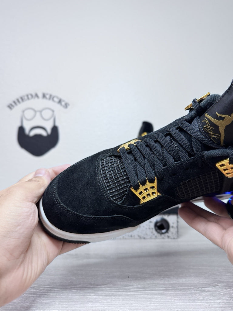 Size 10 - Jordan 4 Retro Royalty 2017 Gold White Black Suede (308497-032)