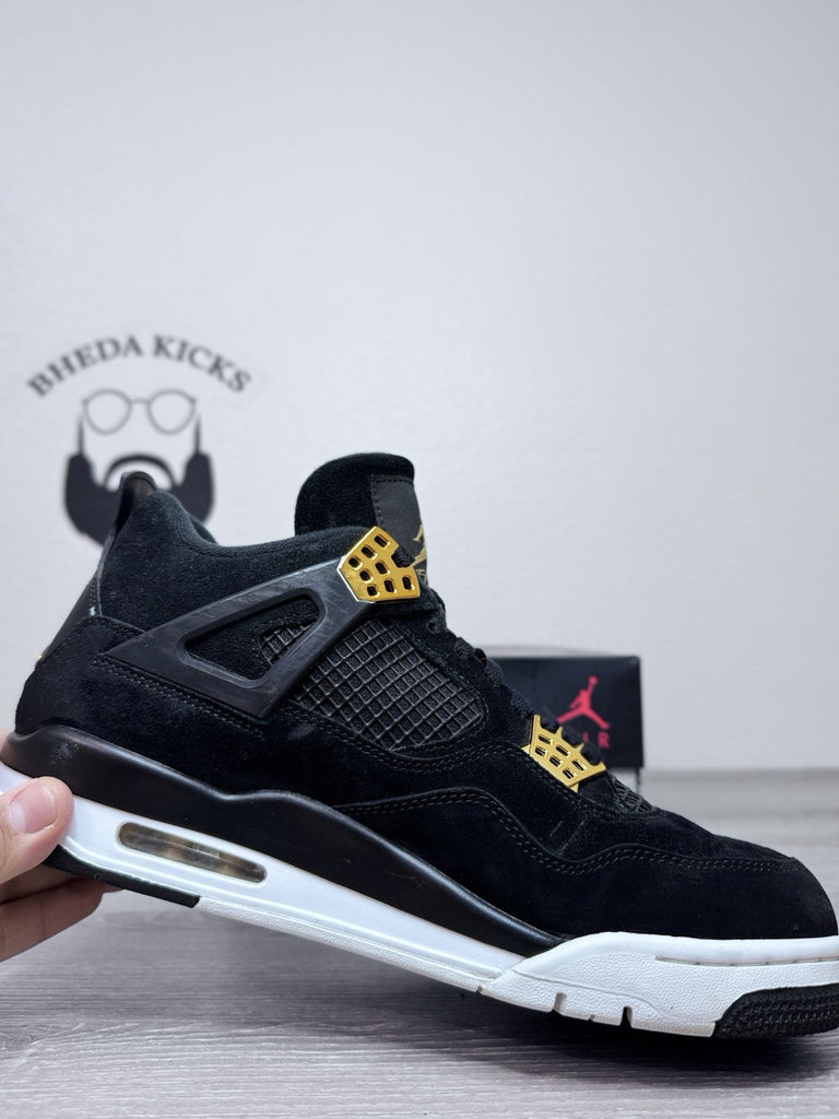 Size 10 - Jordan 4 Retro Royalty 2017 Gold White Black Suede (308497-032)