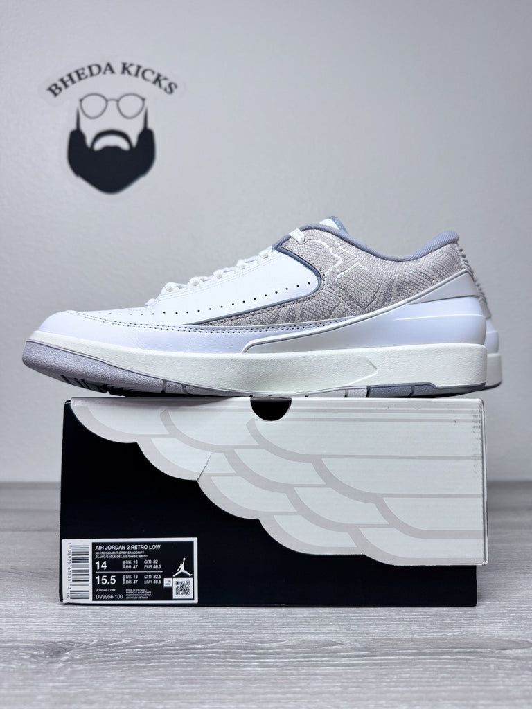 Size 14 - Nike Air Jordan 2 Retro Low Python White Grey Sanddrift DV9956-100