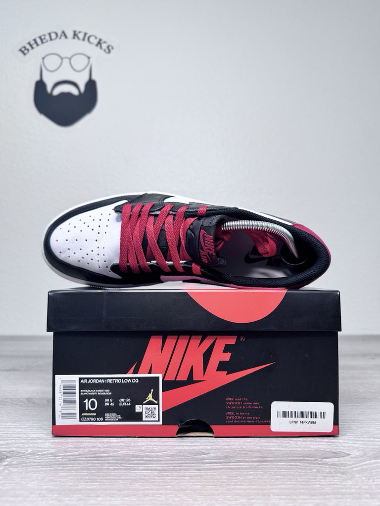 Size 10 - Nike Air Jordan 1 Low OG Black Toe Men CZ0790-106 Preowned