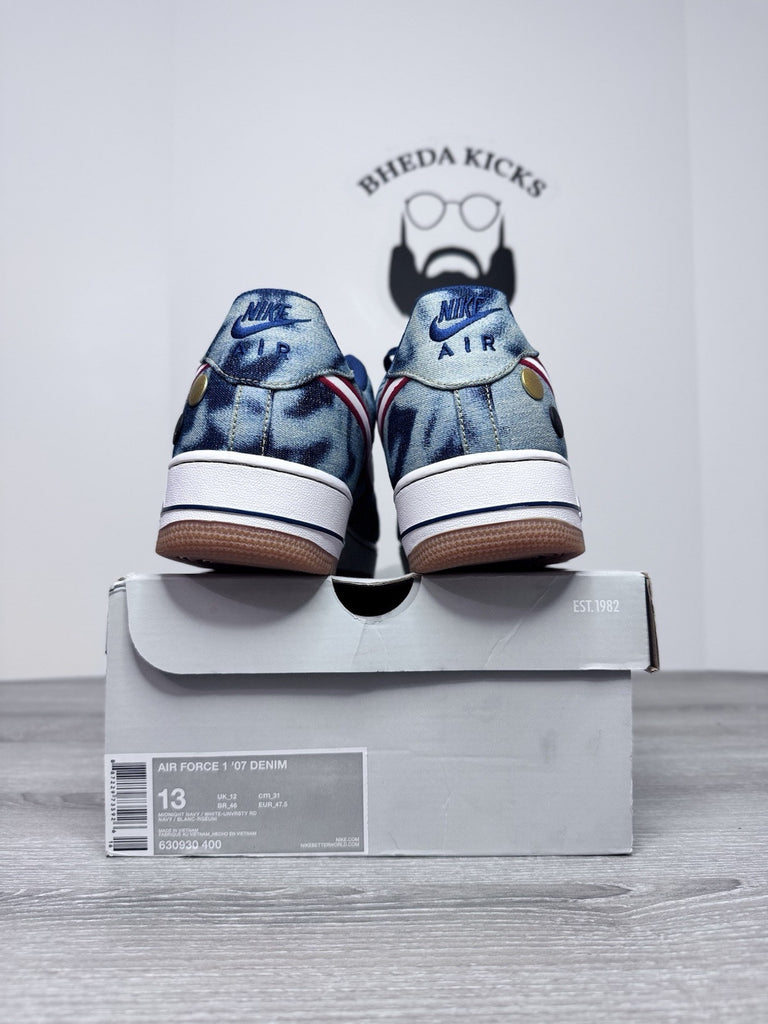 Size 13 - Nike Air Force 1 Low Blue Denim 630930-400 Rare NEW DS