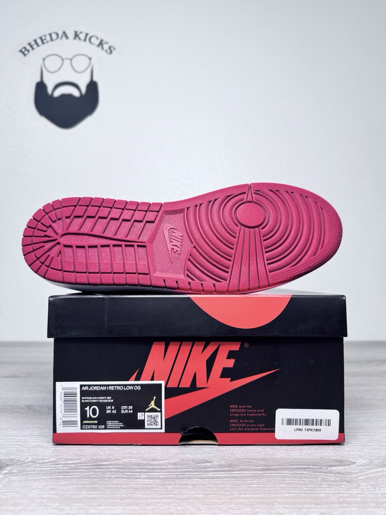 Size 10 - Nike Air Jordan 1 Low OG Black Toe Men CZ0790-106 Preowned