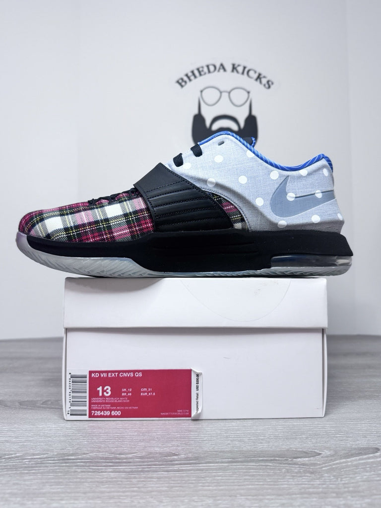 Size 13 - Nike KD 7 EXT Plaid 2015 726439-600 Authentic Rare NEW DS