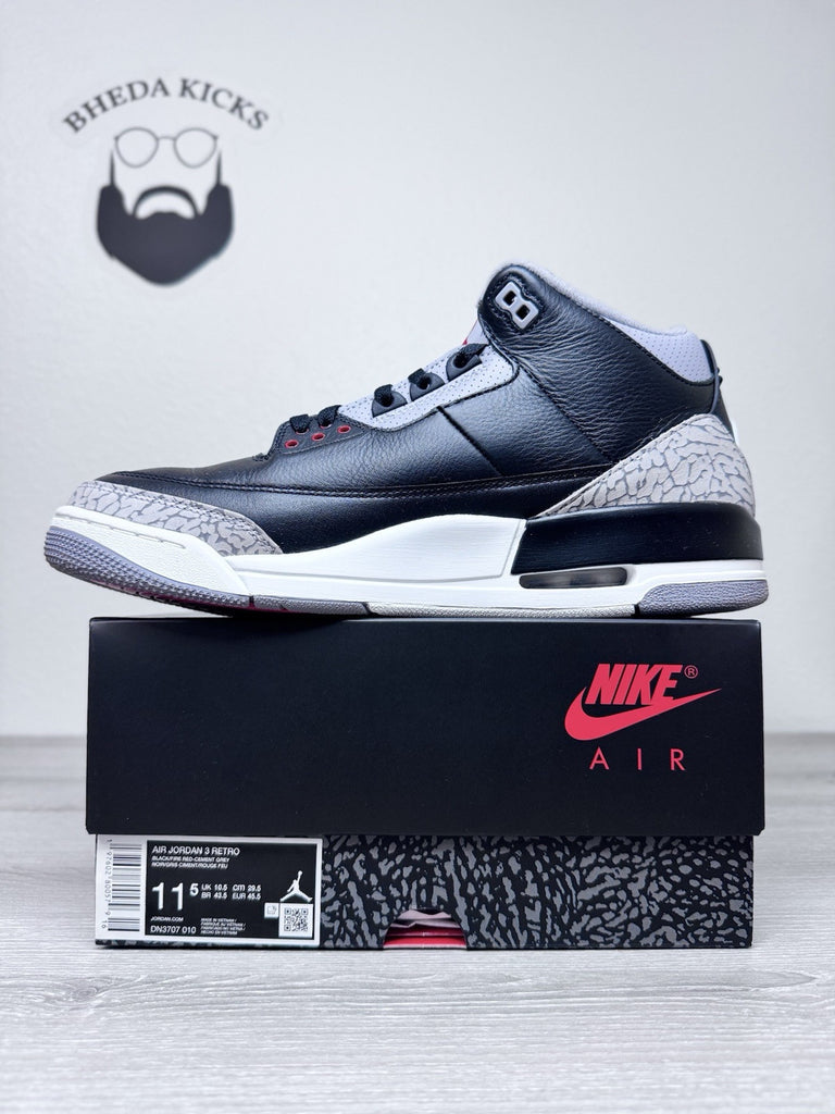 Size 11.5 - Air Jordan 3 Retro OG 2024 Black Cement DN3707-010 WORN ONCE