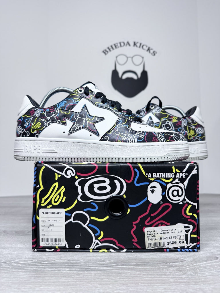 Size 10 - A Bathing Ape Medicom Toy x Bapesta M2 Low Be@r Camo Black