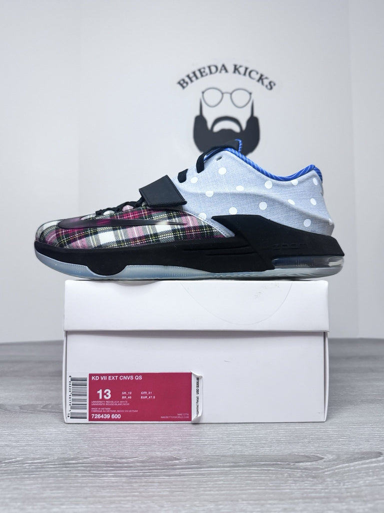 Size 13 - Nike KD 7 EXT Plaid 2015 726439-600 Authentic Rare NEW DS