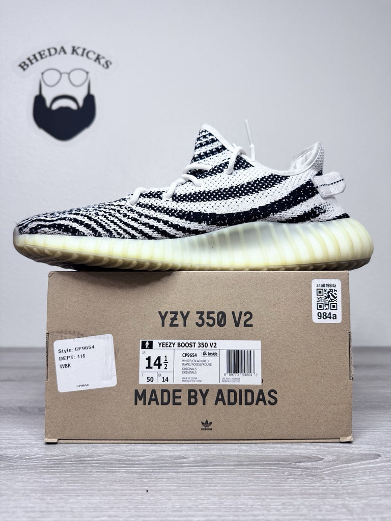 Size 14.5 - adidas Yeezy Boost 350 V2 Low Zebra CP9654 Preowned Authentic