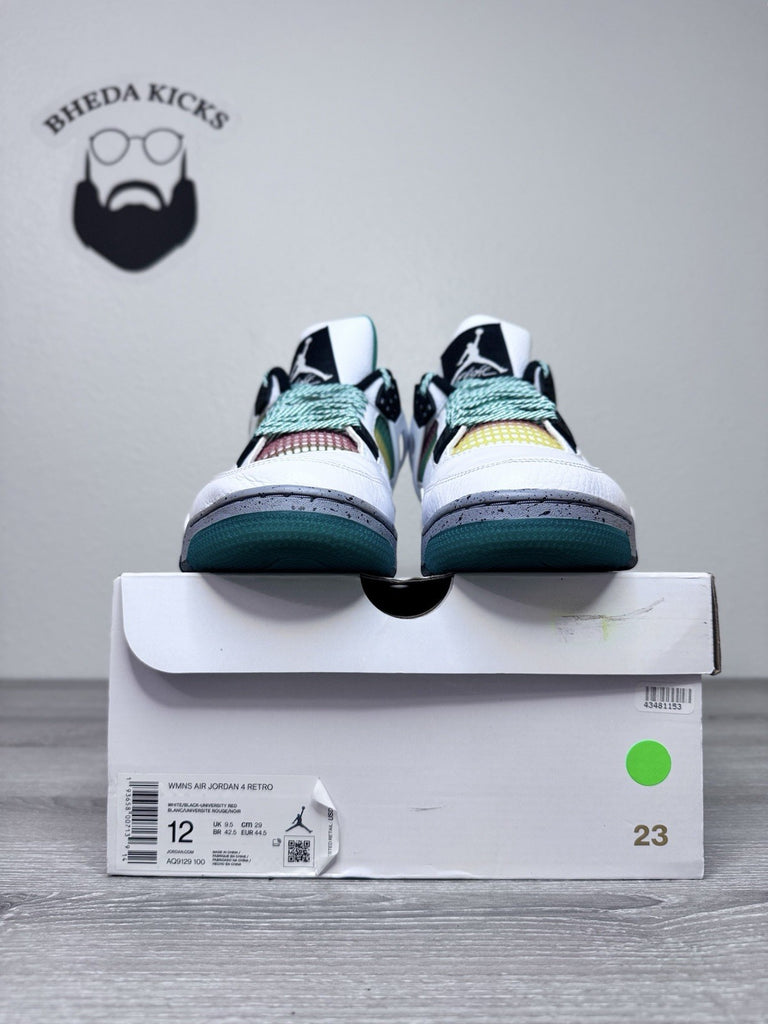 Size 12W/10.5M - Air Jordan 4 Retro Rasta Green Gray White Orange AQ9129-100