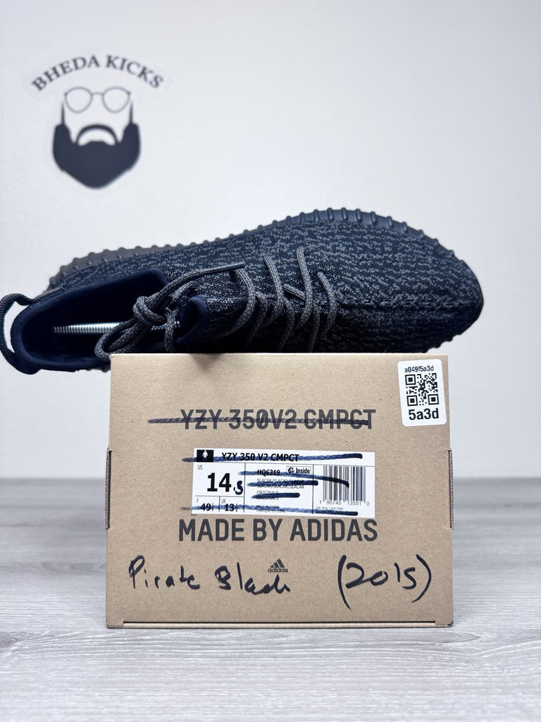 Size 14.5 - adidas Yeezy Boost 350 2015 Pirate Black AQ2659 Preowned Authentic