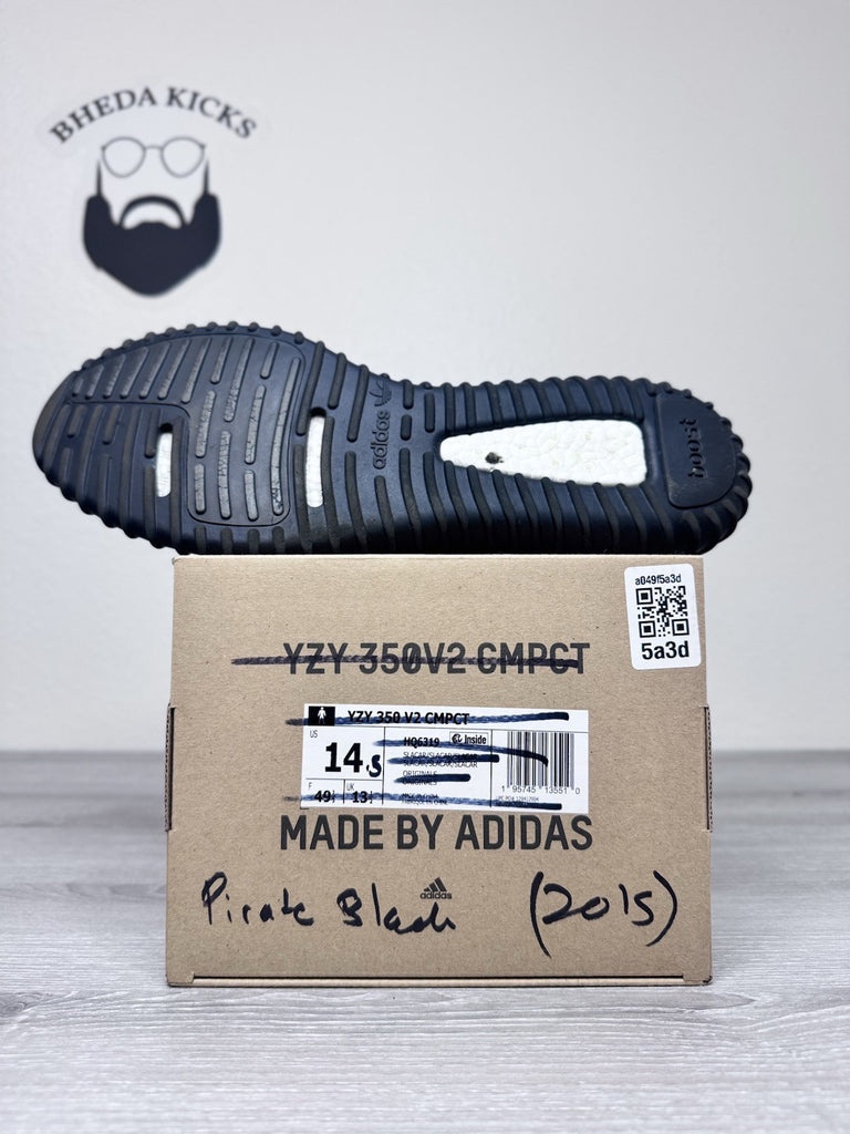 Size 14.5 - adidas Yeezy Boost 350 2015 Pirate Black AQ2659 Preowned Authentic