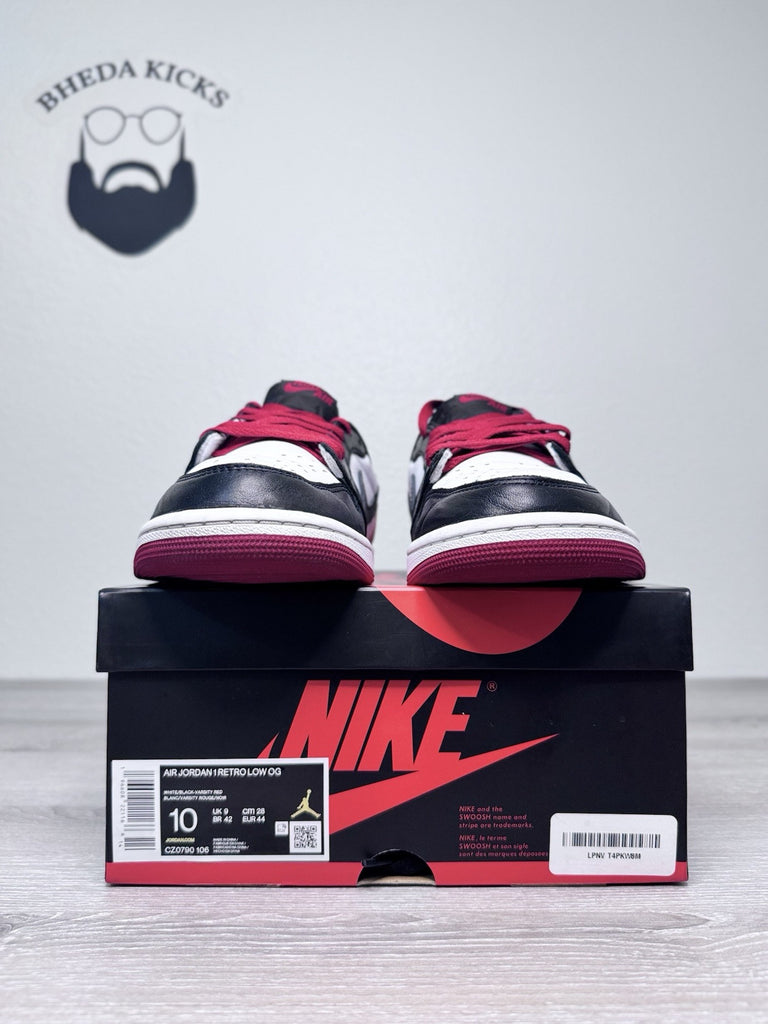 Size 10 - Nike Air Jordan 1 Low OG Black Toe Men CZ0790-106 Preowned