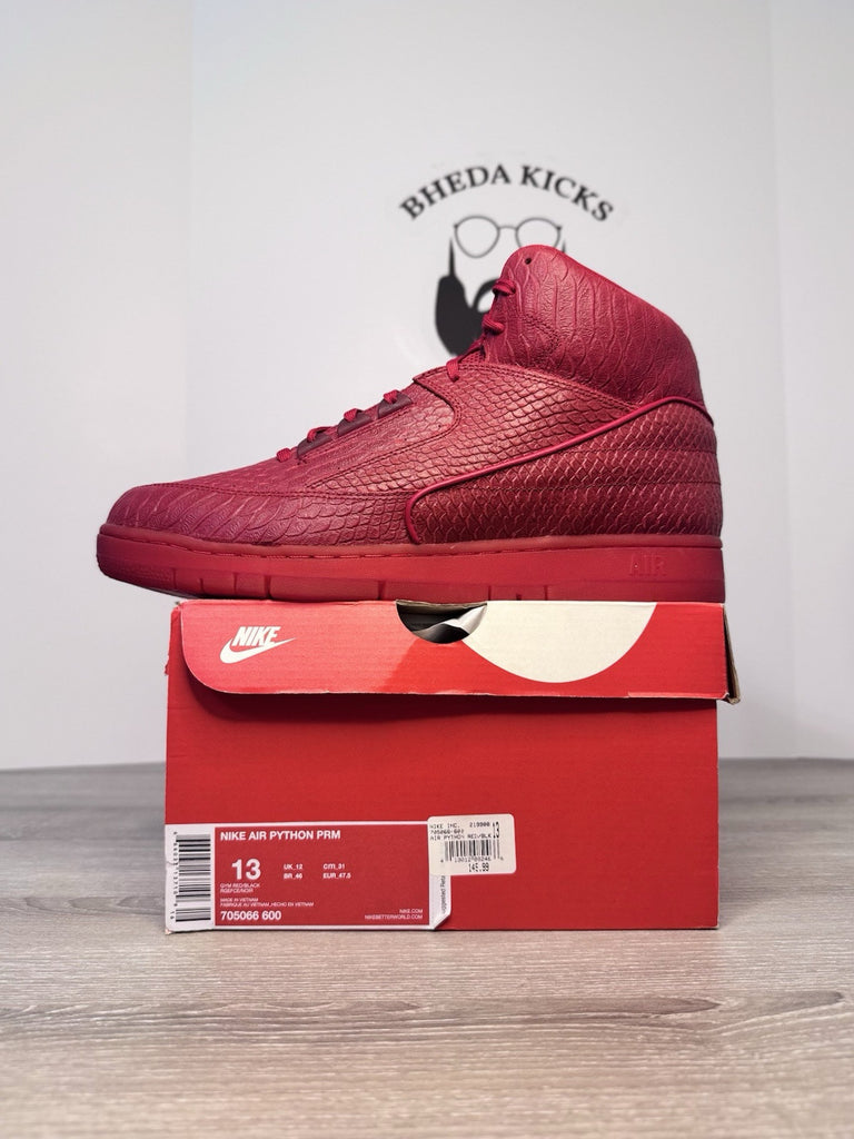 Size 13 - Nike Air Python PRM Red October Gym Red Black 705066-600 Snakeskin DS