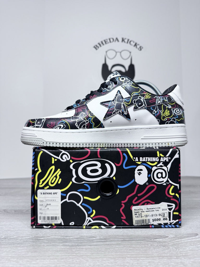 Size 10 - A Bathing Ape Medicom Toy x Bapesta M2 Low Be@r Camo Black