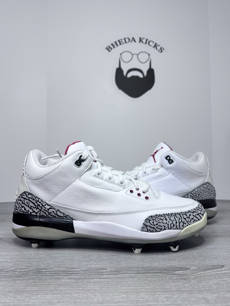 Size 13 - Nike Air Jordan 3 D Retro White Cement Football Cleats 324822-161 NEW