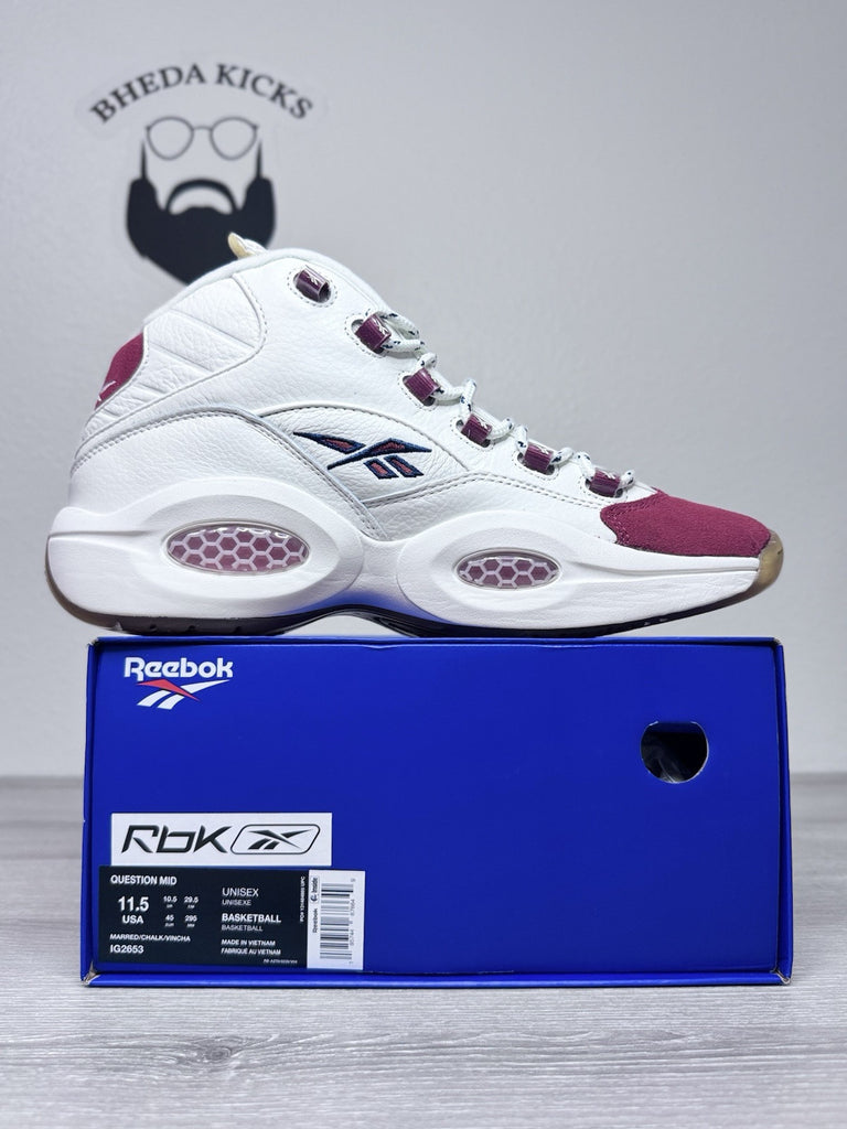 Size 11.5 - Reebok Iverson Question Mid Vintage Red Toe White IG2653 Men’s NEW