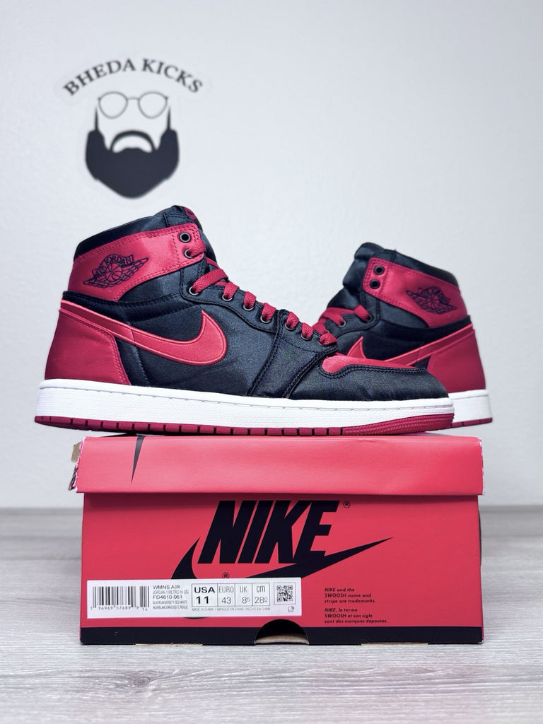 Size 11W/9.5m - Air Jordan 1 Retro OG 2023 High Satin Bred FD4810-061 Preowned