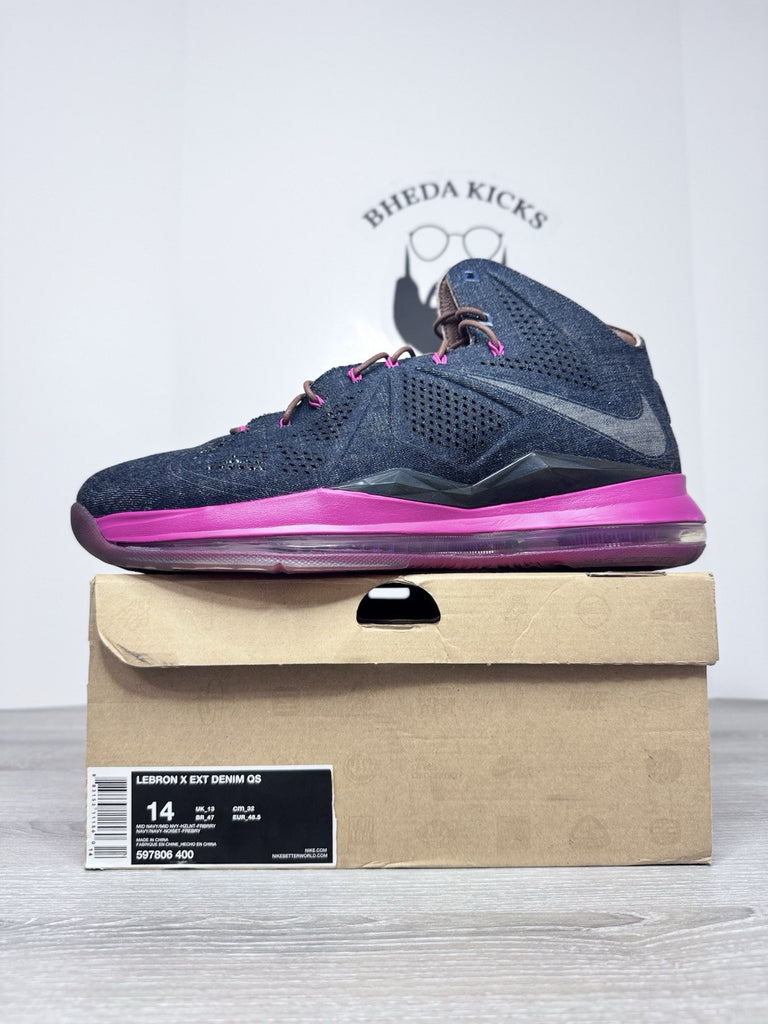 Size 14 - Nike Lebron 10 EXT Denim QS Navy 597806 400 Authentic NEW DS