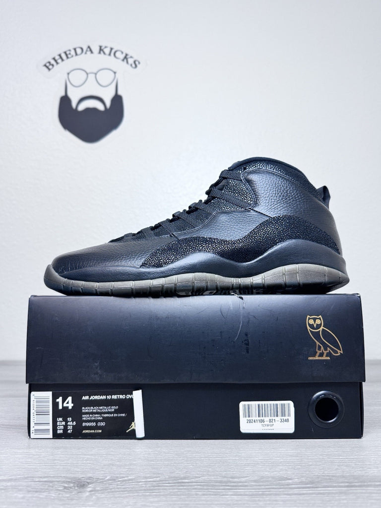 Size 14 - Nike Air Jordan 10 Retro X Drake Black OVO 819955-030 Preowned Men’s